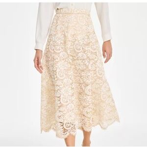 Anne Klein Cream Lace Midi Skirt